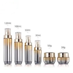 Luxury Cosmetic Plastic Cream Lotion Pump Bottles and Cream Serum Jars Skincare Lotion Pump Bottle