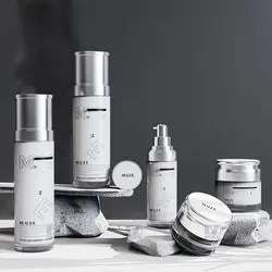 Luxury Empty Silver Cap Plastic Lotion Pump Bottle White Serum 30g 50g 40ml 100ml 130ml Cosmetic Jars Packaging
